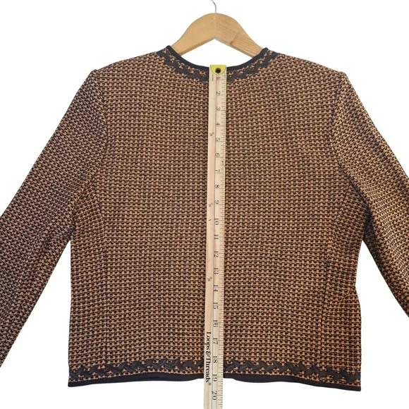 ST. JOHN COLLECTION Women's Size 6 Brown Tan Knit Full Zip Jacket Cardigan USA - Picture 7 of 9